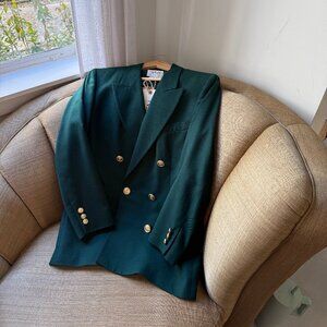 Vintage Talbots Petite Green Blazer with Gold Buttons